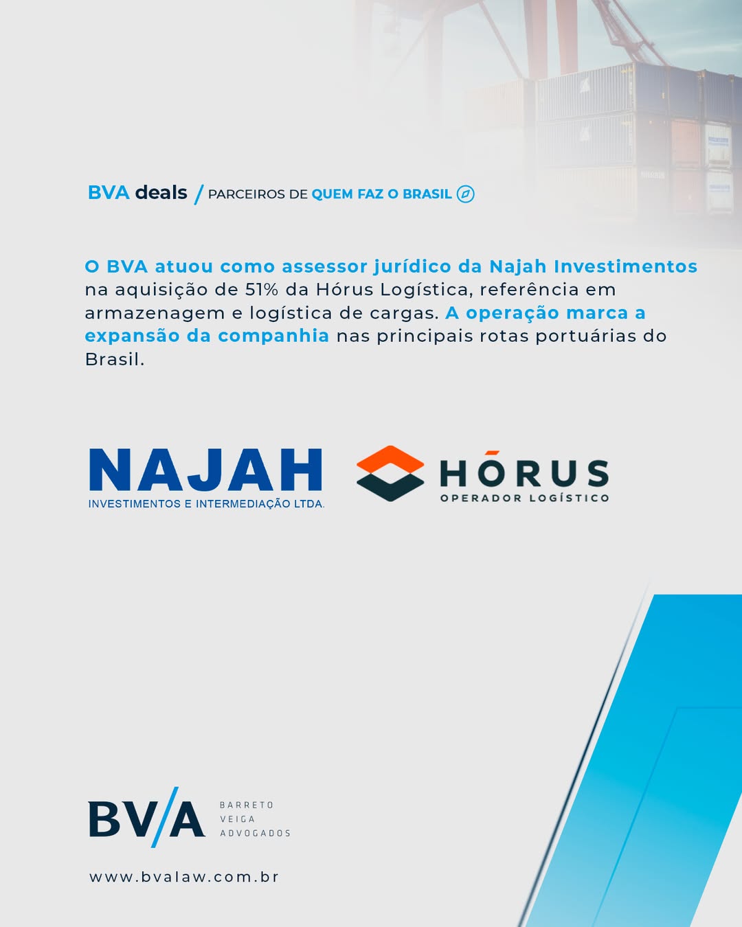 Najah Investimentos e Hórus Logística